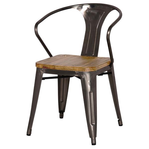 Metropolis Metal Arm Chair - Set of 4 Gunmetal