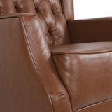 Carey Contemporary Faux Leather Tufted Wingback Rocking Chair, Cognac Brown and Dark Brown Noble House