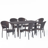 Noble House Zumba PE Wicker 7-piece Outdoor Dining Set