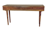 Porter Designs Waves Solid Sheesham Wood Modern Console Table Brown 05-196-10-W008