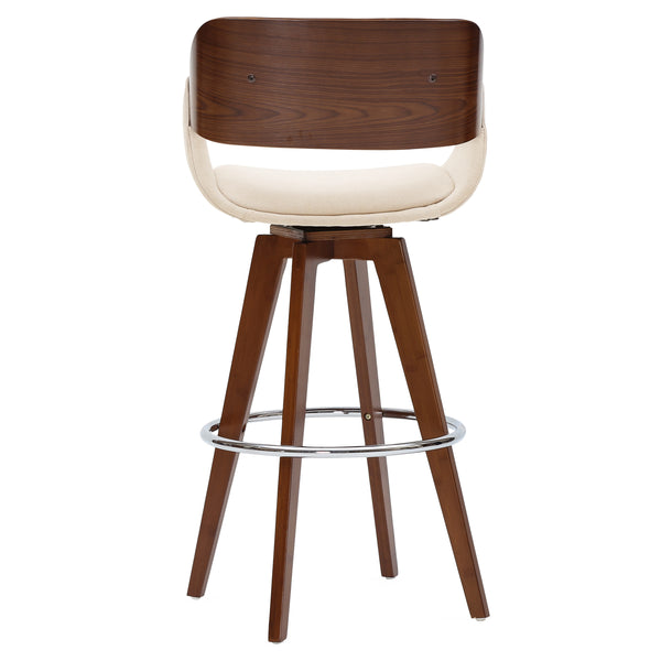 Cyprus 360-Degree Swivel Bar Stool with Mid-Century Design, Comfortable Cushions & Chrome Base