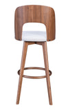 Zuo Modern Anton 100% Polyester, MDF, Rubberwood Scandinavian Commercial Grade Barstool Set - Set of 2 Walnut, Light Gray 100% Polyester, MDF, Rubberwood