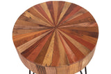 Porter Designs Montrose Solid Mango Wood Starburst Design Natural End Table Brown 05-192-03-9100