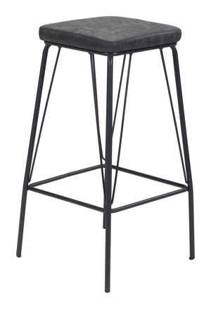 Zuo Modern Samuel 100% Polyurethane, Plywood, Steel Modern Commercial Grade Counter Stool Set - Set of 2 Vintage Black, Black 100% Polyurethane, Plywood, Steel