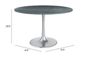 Zuo Modern Metropolis Marble, MDF, Iron, Aluminum Modern Commercial Grade Dining Table Black, Silver Marble, MDF, Iron, Aluminum
