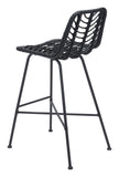 Zuo Modern Malaga Steel, Polyethylene Modern Commercial Grade Barstool Set - Set of 2 Black Steel, Polyethylene