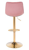 English Elm EE2654 100% Polyester, Plywood, Steel Modern Commercial Grade Bar Chair Pink, Gold 100% Polyester, Plywood, Steel