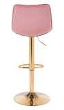 Zuo Modern Prima 100% Polyester, Plywood, Steel Modern Commercial Grade Barstool Pink, Gold 100% Polyester, Plywood, Steel