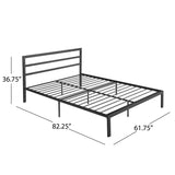 Noble House Kellen Modern Iron Queen Bed Frame, Charcoal Gray