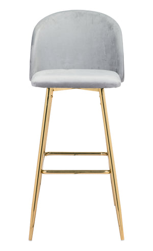 Zuo Modern Cozy 100% Polyester, Plywood, Steel Modern Commercial Grade Barstool Gray, Gold 100% Polyester, Plywood, Steel