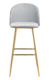 Zuo Modern Cozy 100% Polyester, Plywood, Steel Modern Commercial Grade Barstool Gray, Gold 100% Polyester, Plywood, Steel