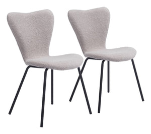 Zuo Modern Thibideaux 100% Polyester, Steel, Plywood Modern Commercial Grade Dining Chair Set - Set of 2 Light Gray 100% Polyester, Steel, Plywood