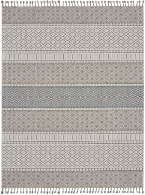 Nourison Elwood ELW03 Modern & Contemporary Machine Made Power-loomed Indoor only Area Rug Ivory/Slate 7'10" x 10'6" 99446885418