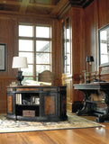 Hooker Furniture Grandover Traditional-Formal Desk in Poplar Solids, Cherry, Walnut & Maple Veneers, Golden Madrone Burl, High Quality Bonded Leather, Resin 5029-10460