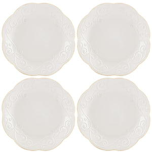 French Perle White™ 4-Piece Dessert Plate Set