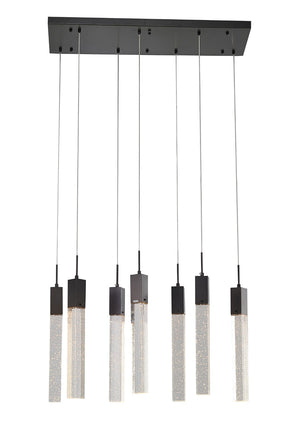 Bethel Matte Black Island Lighting in Metal & Crystal