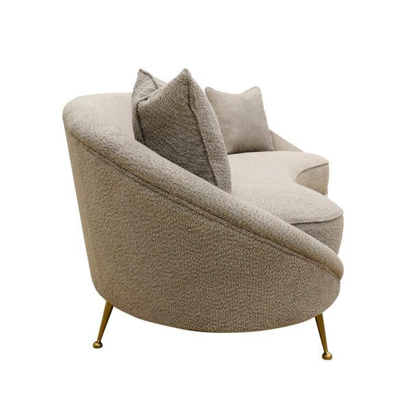 Pasargad Luna Collection Textured Fabric Curved Sofa, Mocha SOFA-DS0440M-PASARGAD