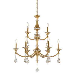 Bethel Stain Brass Chandelier in Iron & Crystal