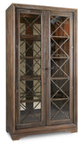 Hooker Furniture Hill Country Traditional-Formal Sattler Display Cabinet in Hardwood and Poplar Solids with White Oak Veneers, Seeded Glass, Metal and Mirror 5960-75906-MULTI