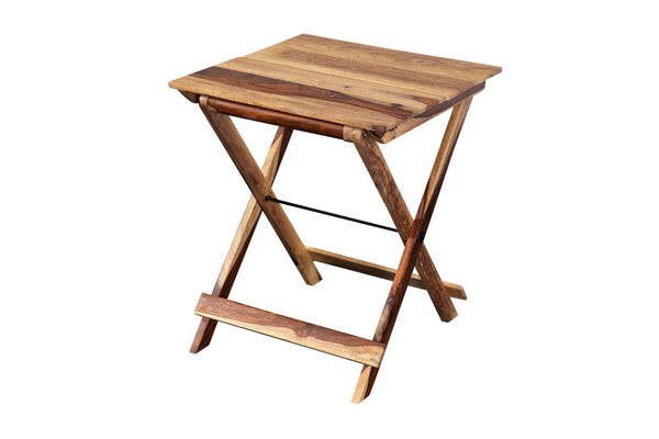 Porter Designs Sheesham Accents Solid Wood Square Foldable Natural End Table Natural 07-116-01-0246