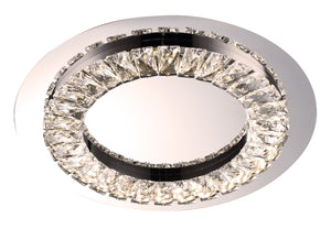 Bethel Chrome LED Flush Mount in Stainless Steel & Crystal