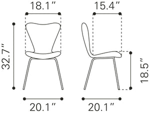 Zuo Modern Thibideaux 100% Polyester, Steel, Plywood Modern Commercial Grade Dining Chair Set - Set of 2 Light Gray 100% Polyester, Steel, Plywood