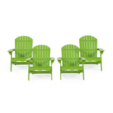 Malibu Outdoor Rustic Acacia Wood Folding Adirondack Chair (Set of 4), Light Green
