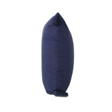 Nolan Dark Blue Fabric Tassel Rectangular Throw Pillow Noble House