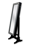 Glitzy Crystal Border Cheval Mirror, Elegant Black