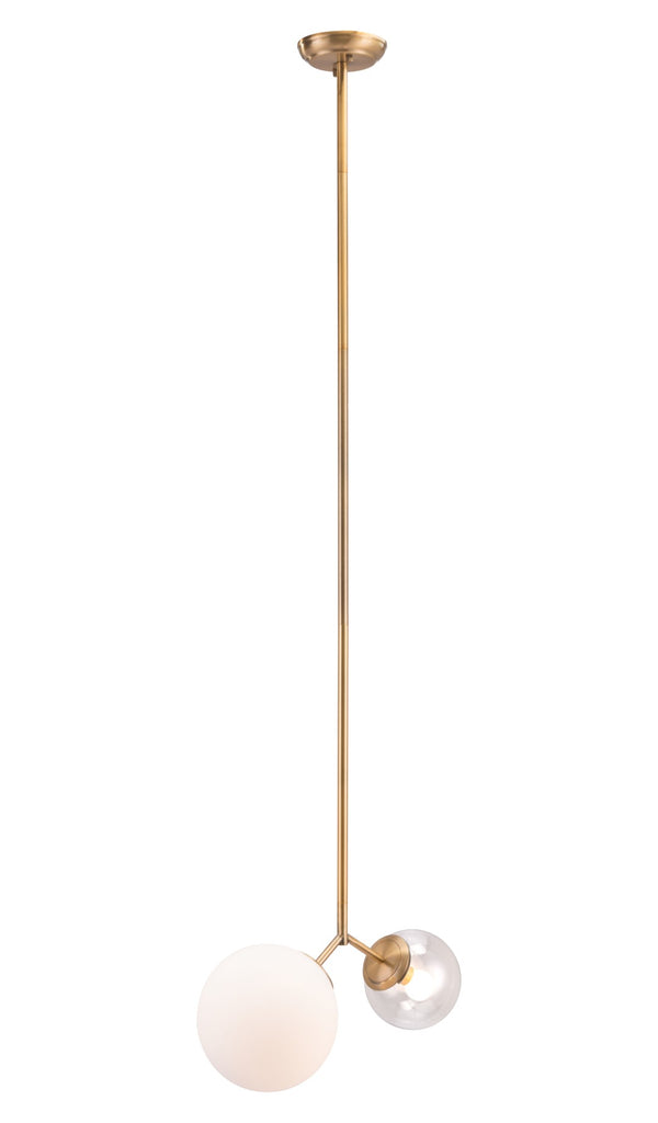 Zuo Modern Constance Steel, Glass Modern Commercial Grade Ceiling Lamp Brass, White, Clear Steel, Glass