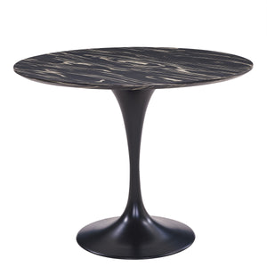 Allie 39" Round Dining Table with Macassar Ebony Veneer, Modern Pedestal Frame, Seats 2-4