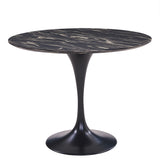 Allie 39" Round Dining Table with Macassar Ebony Veneer, Modern Pedestal Frame, Seats 2-4