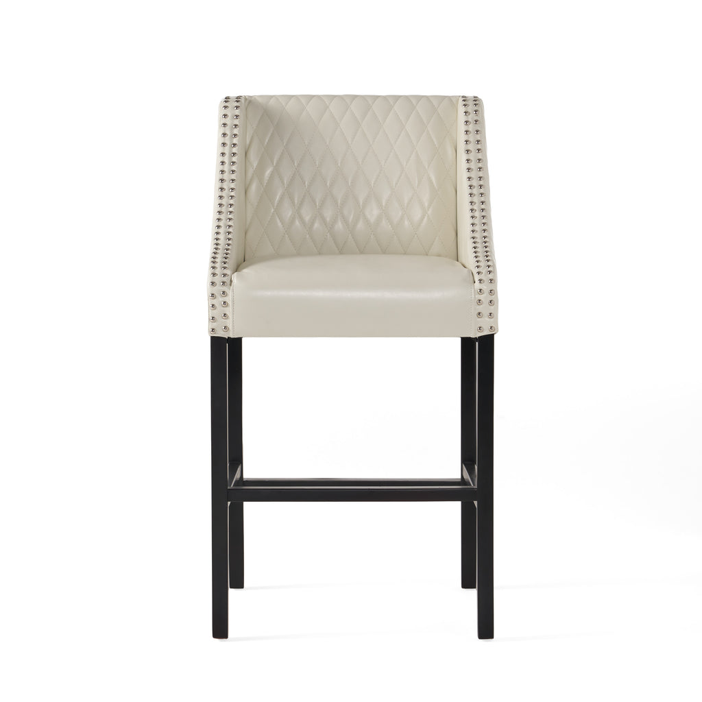 Milano Ivory Quilted Bonded Leather Bar Stool Noble House