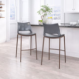 Zuo Modern Ace 100% Polyurethane, Plywood, Steel Modern Commercial Grade Barstool Set - Set of 2 Dark Gray, Walnut 100% Polyurethane, Plywood, Steel