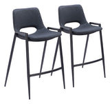 English Elm EE2703 100% Polyurethane, Plywood, Steel Modern Commercial Grade Counter Chair Set - Set of 2 Black 100% Polyurethane, Plywood, Steel