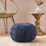 Yuny Handcrafted Modern Fabric Pouf, Navy Noble House