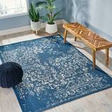 Althoff 5'3" x 7' Indoor/Outdoor Area Rug, Blue and Ivory Noble House