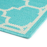 Noble House Ifran 5'3" x 7' Outdoor Area Rug, Teal and Ivory