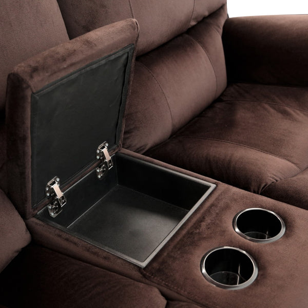 Porter Designs Ramsey Microfiber seat Transitional Reclining Console Love Brown 03-112C-02-6012