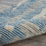 Nourison Ellora ELL01 Modern Handmade Knotted Indoor only Area Rug Blue 5'6" x 7'5" 99446384508