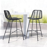 Zuo Modern Malaga Steel, Polyethylene Modern Commercial Grade Barstool Set - Set of 2 Black Steel, Polyethylene