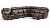 Southern Motion Showstopper 736-05P,80,84,80,90P,46WC,59P Transitional  Leather Power Headrest Reclining Sectional with Wireless Power Storage Console 736-05P,80,84,80,90P,46WC,59P 957-18