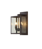 Bethel Bronzed Black Outdoor Wall Sconce in Stainless Steel & Glass