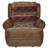 Porter Designs Hunter Wildlife Pattern Reversible to Leather-Look Transitional Recliner Brown 03-33C-11-8020N