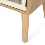 Merlack Contemporary End Table with Hutch, Natural and White Noble House