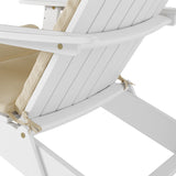 Malibu Outdoor Acacia Wood Folding Adirondack Chairs with Cushions (Set of 2), White and Khaki