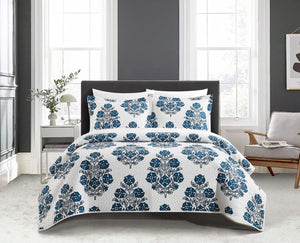 Chic Home Morris Bed In a Bag Quilt Set Blue Twin X-Long