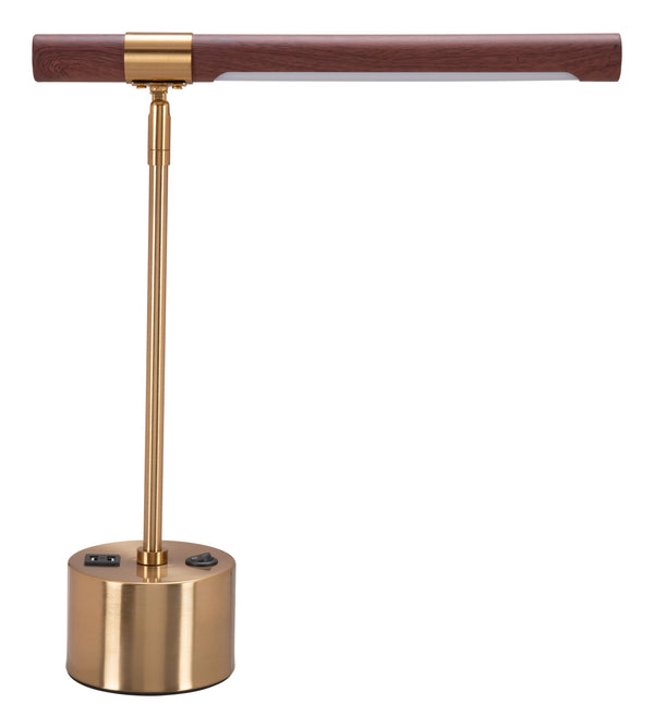 Zuo Modern Kippy Steel, Silicone Mid Century Commercial Grade Table Lamp Brown, Brass Steel, Silicone