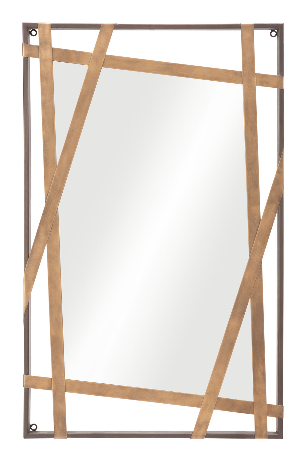 Zuo Modern Tolix Steel, MDF, Glass Modern Commercial Grade Mirror Antique Gold, Black Steel, MDF, Glass