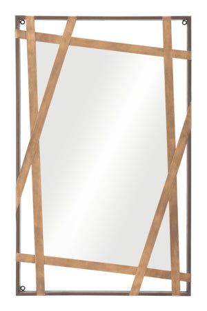 Zuo Modern Tolix Steel, MDF, Glass Modern Commercial Grade Mirror Antique Gold, Black Steel, MDF, Glass